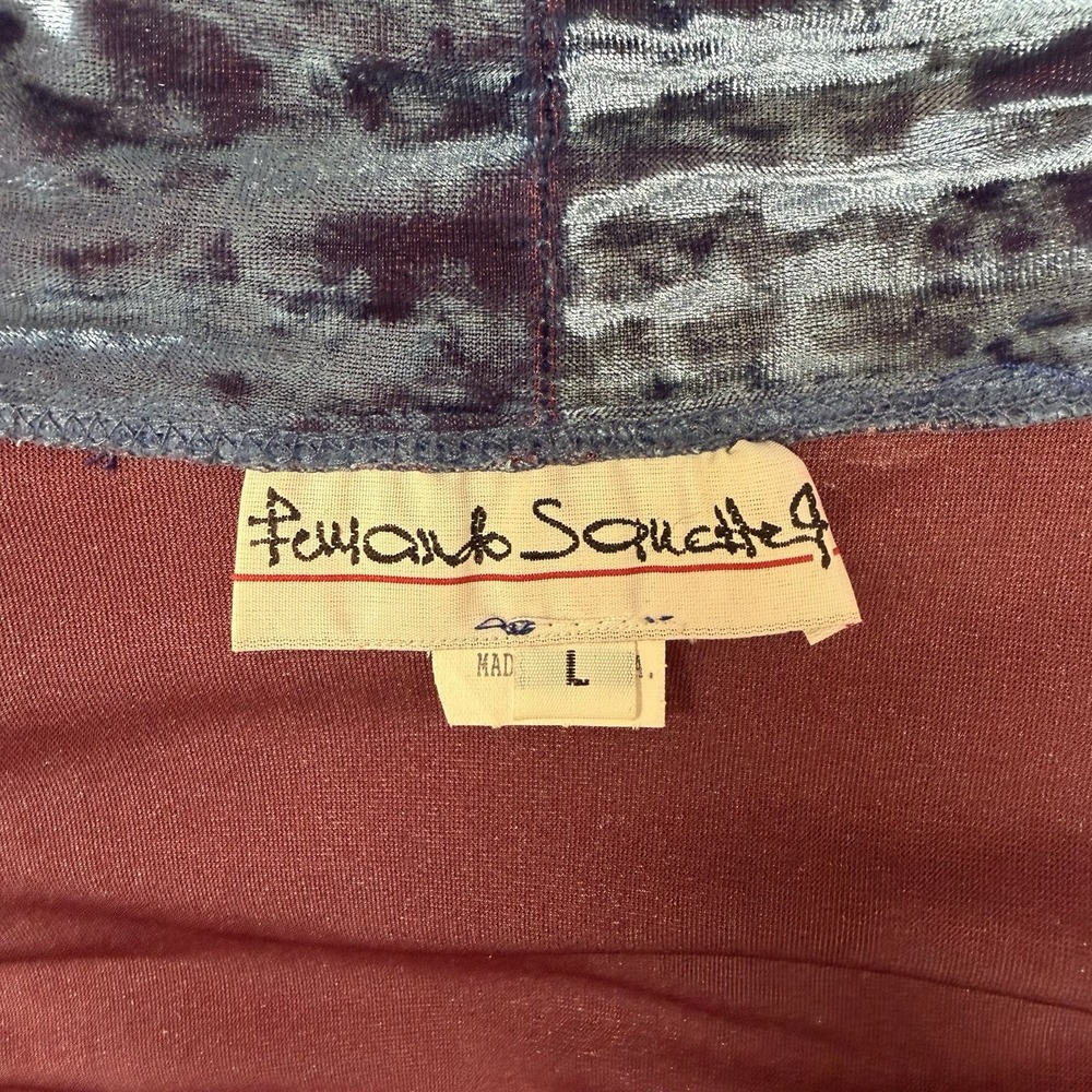 Vintage Fernando Sanchez Velvet Robe with Belt Blue & Wine Tones Size L Fits M - Picture 7 of 7